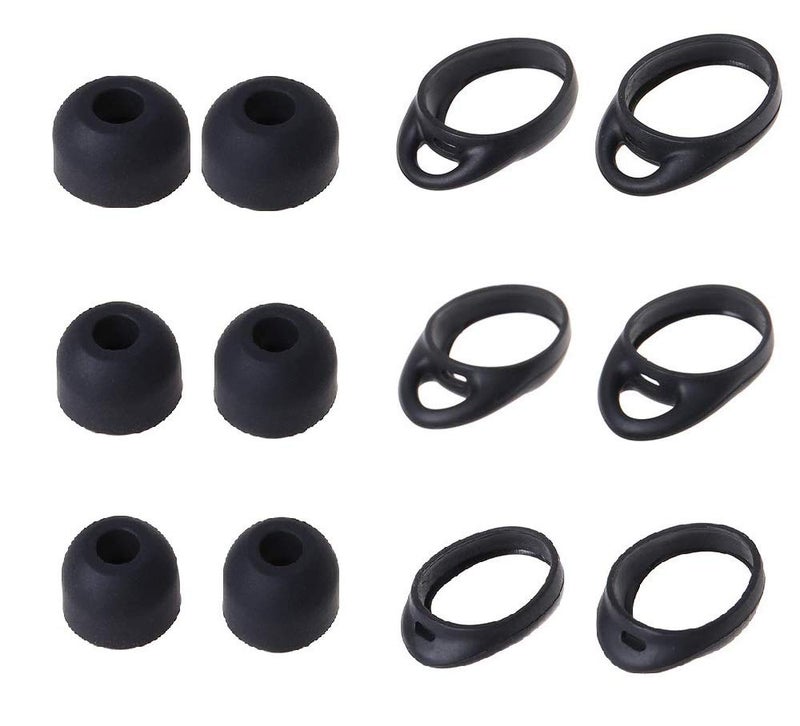 BLLQ Replacement for Samsung Gear IconX (2018 Edition) Ear Tips Wingtips 12 PCS Accessories, Silicone Earhooks Earbuds Cover Eargels Eartips Compatible with Gear IcoonX, Black 12pcs - Image 1